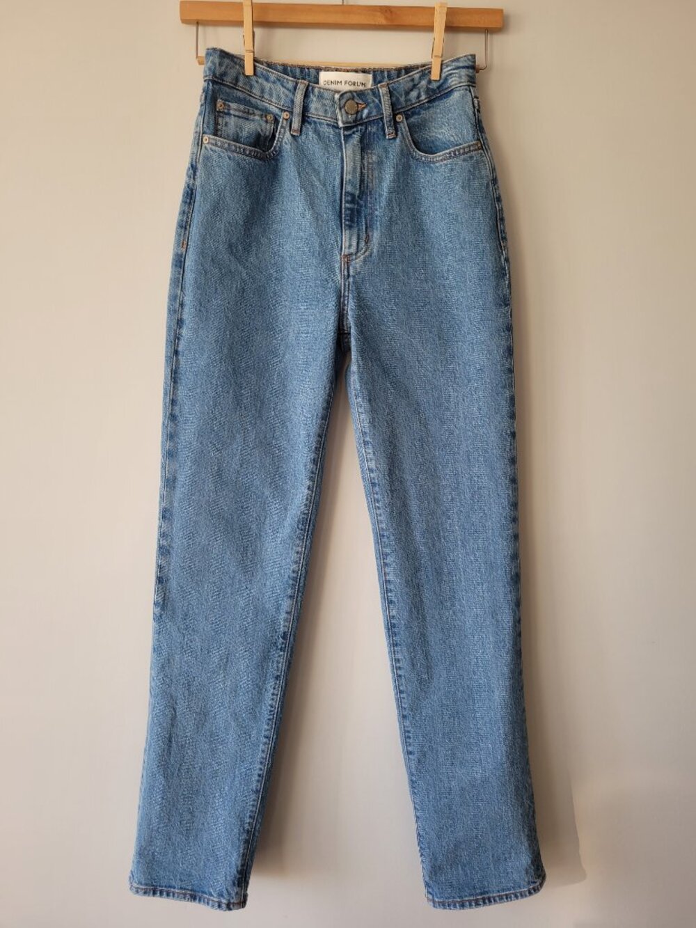 Denim Forum Aritzia Rowan Super Hi-Rise Straight Jeans 27 No-Stress Blue Jean